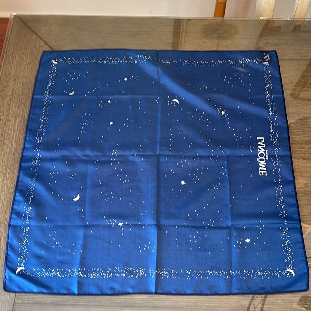 Lancôme Paris Blue Silky - Polyester Square Scarf Stars & Moon Galaxy Milky Way - Picture 10 of 16